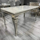 modern-4-8-Seater-white-marble-dining-table-rectangular-marble-top-stainless-steel-curved-legs