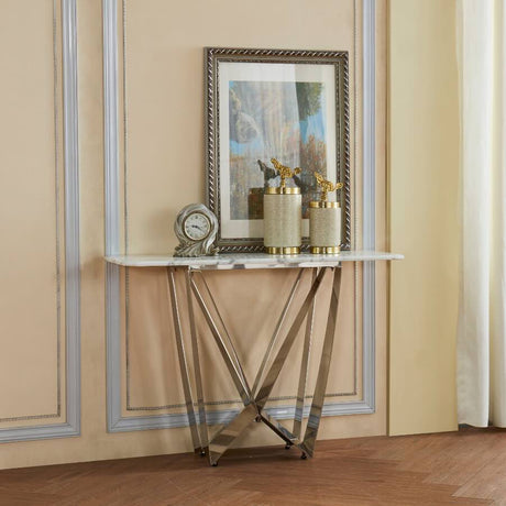 modern-white-marble-hallway-console-table-with-chrome-metal-base-and-rectangular-stone-based-top