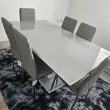 Lymington Modern 6 Seater Rectangular High Gloss Dining Table With Glass Top 160cm