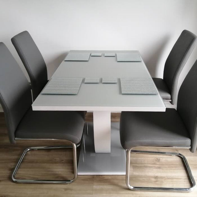 Lymington Modern 6 Seater Rectangular High Gloss Dining Table With Glass Top 160cm