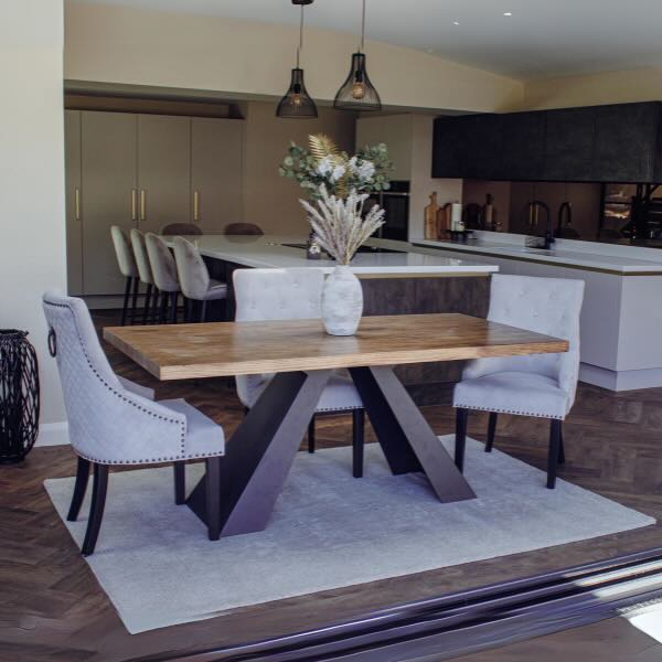 Rectangular-Solid-Pine-Wood-Dining-Table-And-Grey-Velvet-Dining-Chairs-For-8-With-Black-Knocker-180cm