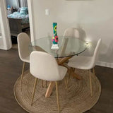 Belgravia Rustic Round Glass Dining Table With Solid Natural Oak Legs 4-6 Seater