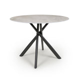 100cm-Grey-Industrial-Grey-Stone-Round-Dining-Set-Black-Crossover-Base-4-Seater