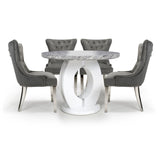 100cm-Grey-Modern-Marble-Round-Dining-Table-White-High-Gloss-Pedestal-Base-4-seater