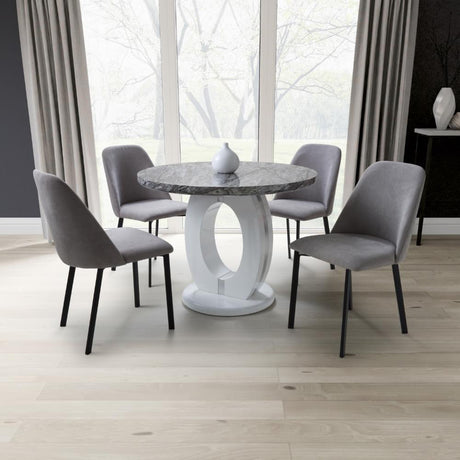 100cm-Grey-Modern-Marble-Round-Dining-Table-White-High-Gloss-Pedestal-Base-4-seater