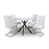 100cm-White-Industrial-White-Marble-Round-Dining-Set-Black-Crossover-Base-4-Seater