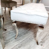 Classic Royal Style Soft Velvet Dining Bench 140cm With Chrome Legs