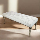 Classic Royal Style Soft Velvet Dining Bench 140cm With Chrome Legs