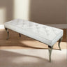 Classic Royal Style Soft Velvet Dining Bench 140cm With Chrome Legs