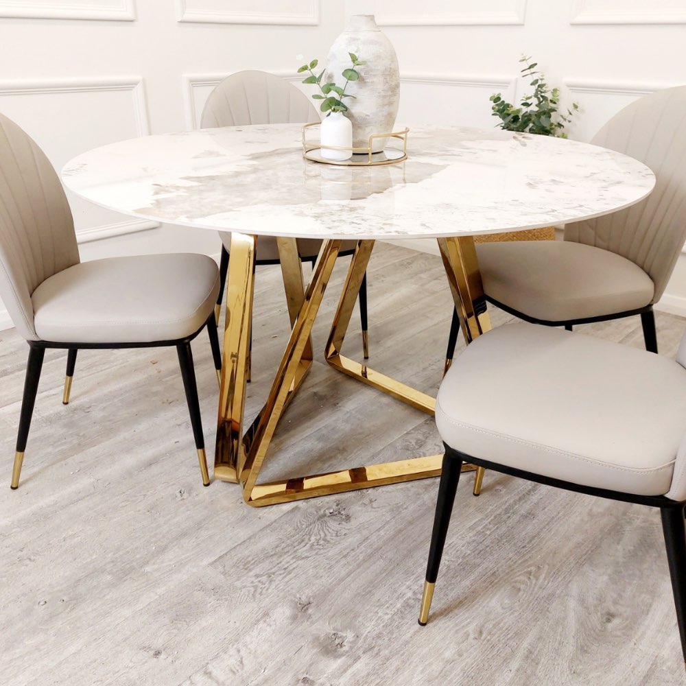 Round marble table with deals gold base