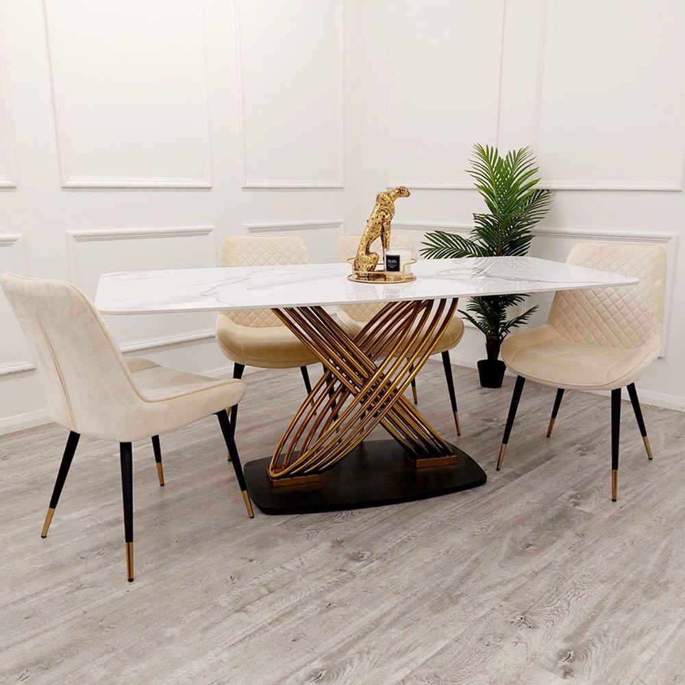 Marble top dining table deals with 8 chairs