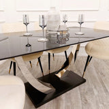 Modern-6-Seater-Black-Rectangular-Stone-Dining-Table-160cm-Chrome-Pedestal-Base