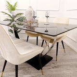 Modern-6-Seater-Black-Rectangular-Stone-Dining-Table-160cm-Chrome-Pedestal-Base