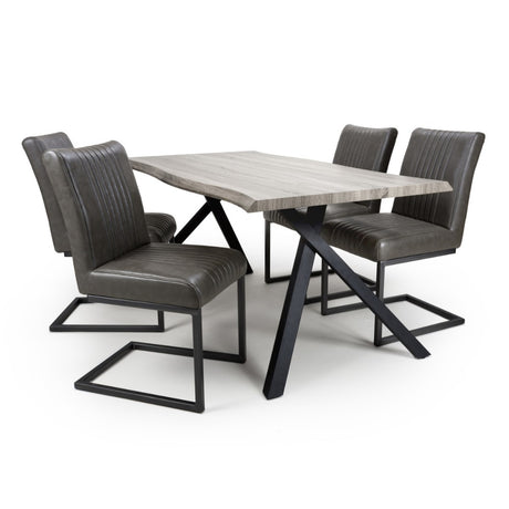 160cm-Wood-Industrial-Curved-Edge-Top-Dining-Table-Black-Cross-Over-Metal-Base-6-Seater#size_160cm